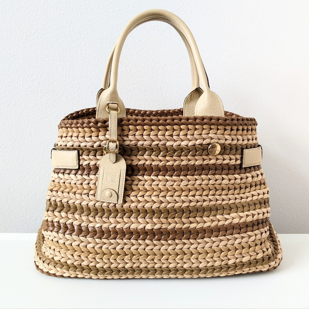 Loewe 2013 Runway Leather/Straw Bag